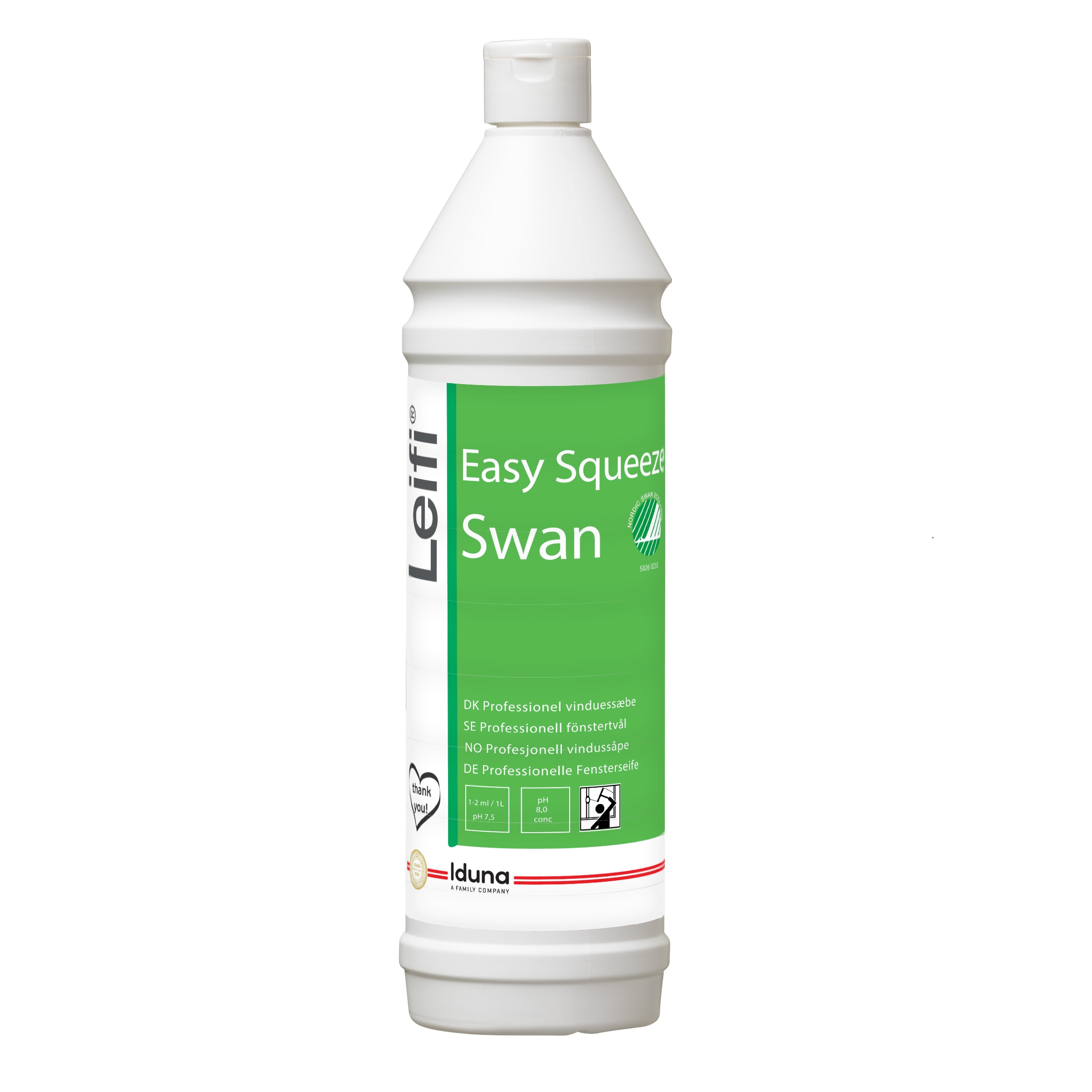 Leifi Easy Squeeze Swan, Profi-Glasreiniger-Hochkonzentrat zur Grund- und Unterhaltsreinigung, Nordic Eco-Label