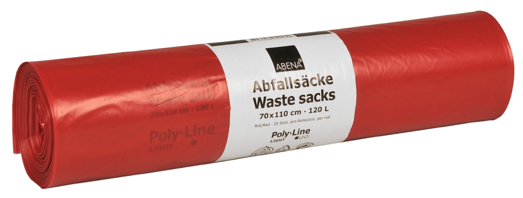 Poly-Line Abfallsack, 34my, LDPE, 10 x 25 Stück, rot, 70x110cm/ 120 Liter