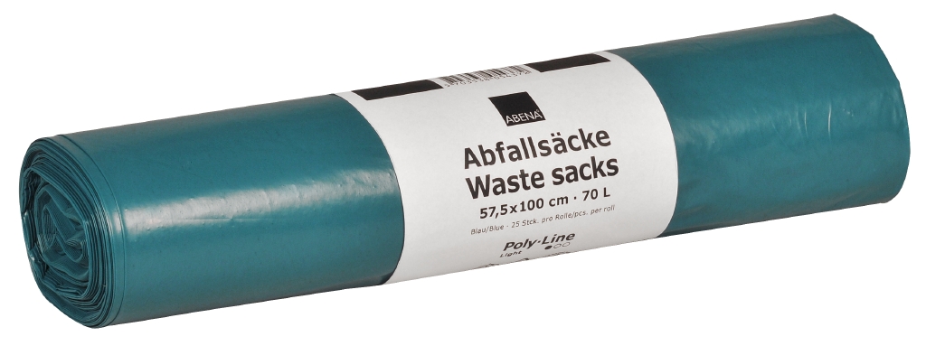 Poly-Line Abfallsack, 32 my, LDPE, 10 x 25 Stück, blau, 57,5x100cm/ 70 Liter