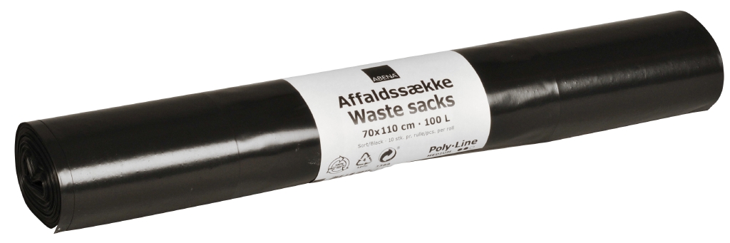 Poly- Line Abfallsack, 45my, LDPE, 20 x 10 Stück, schwarz, 70x110cm/120 Liter