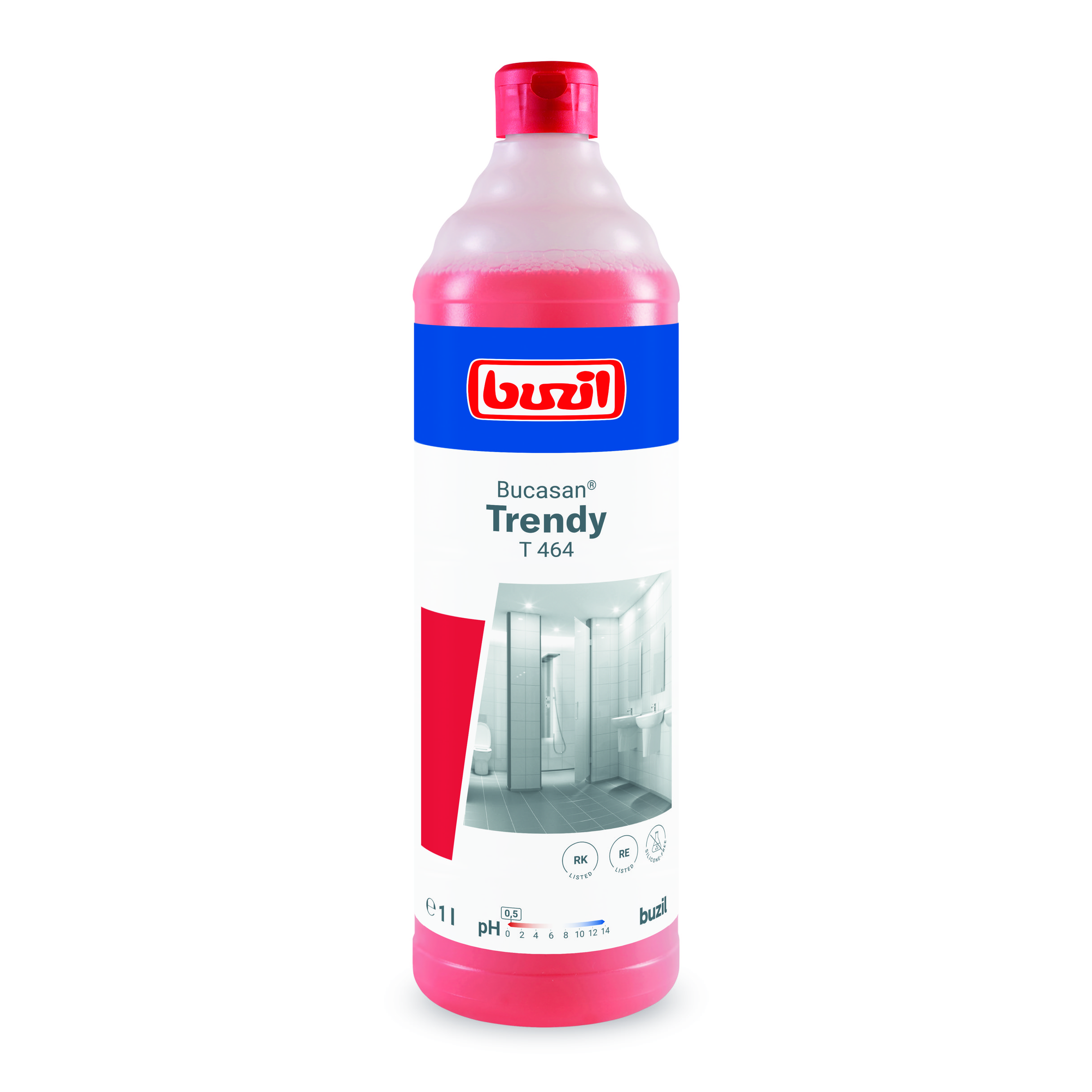 Buzil Bucasan Trendy T464, 1 Liter Flasche, Sanitärunterhaltsreiniger auf Amidosulfonsäurebasis, duftintensiv