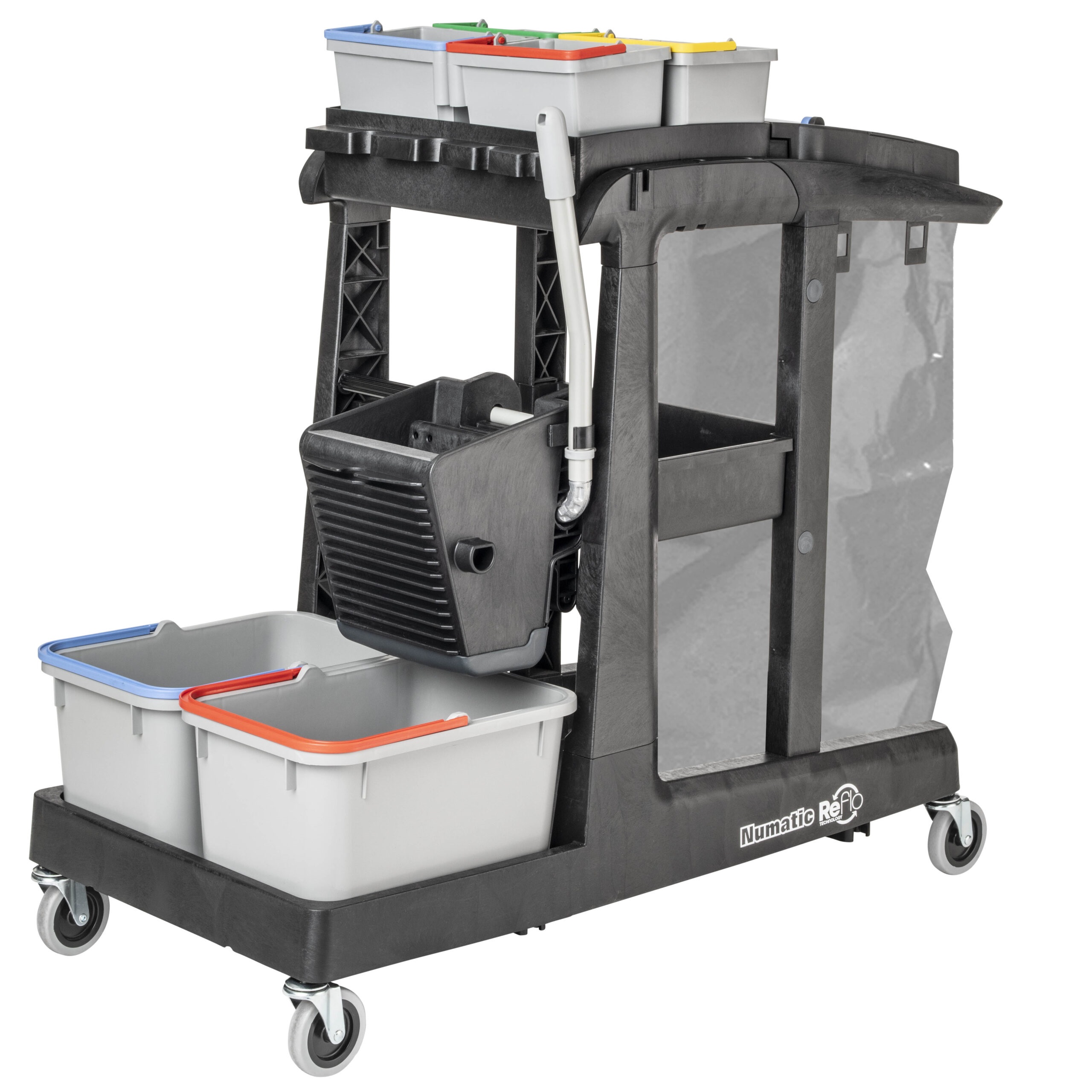 Numatic Reinigungswagen EcoMatic EM 3A, Reinigungswagen zur Unterhaltsreinigung mit Universalpresse