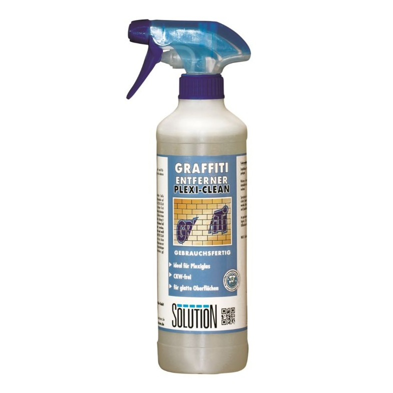 Solution Plexi-Clean, 500 ml Sprühflasche, Spezial Graffitientferner für Plexiglas und Kunststoffe
