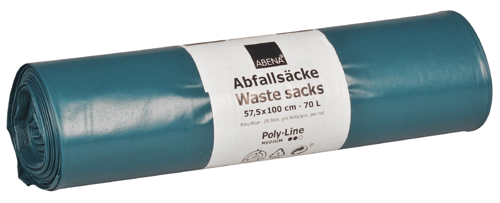 Poly-Line Abfallsack, 48my, LDPE, 10 x 25 Stück, blau, 57,5x100cm/ 70 Liter
