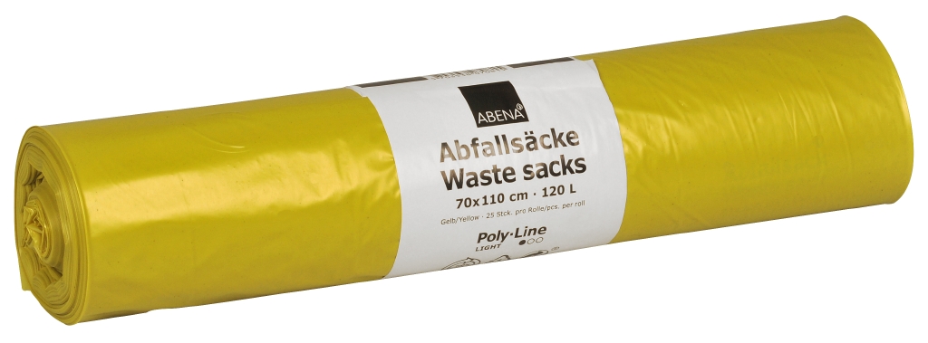 Poly-Line Abfallsack, 34my, LDPE, 10 x 25 Stück, gelb, 70x110cm/ 120 Liter