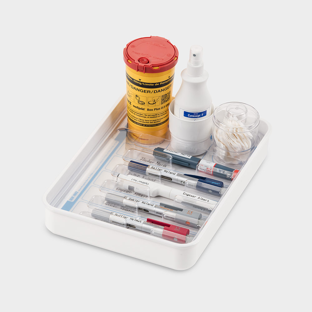 melijekt Insulin-Pen-Tablett 6R-35/E, für 6 Insulin-Pens