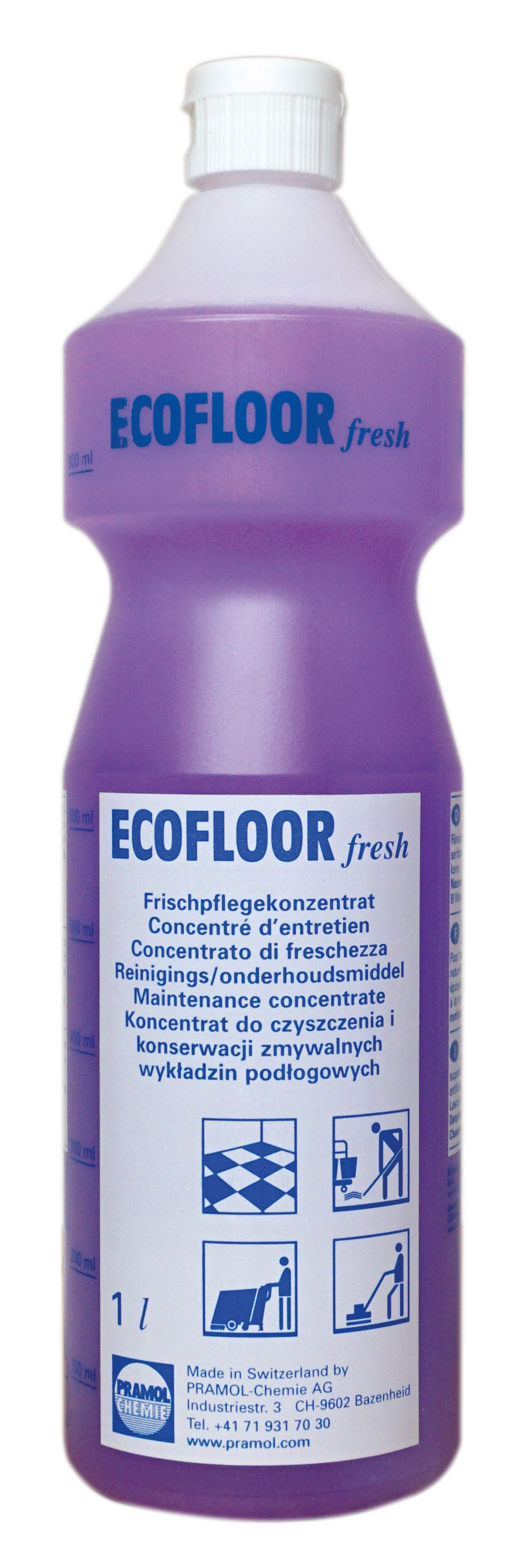 Pramol ECOFLOOR fresh, Wischpflege auf Polymerbasis, erfüllt DIN18032, 1 Liter