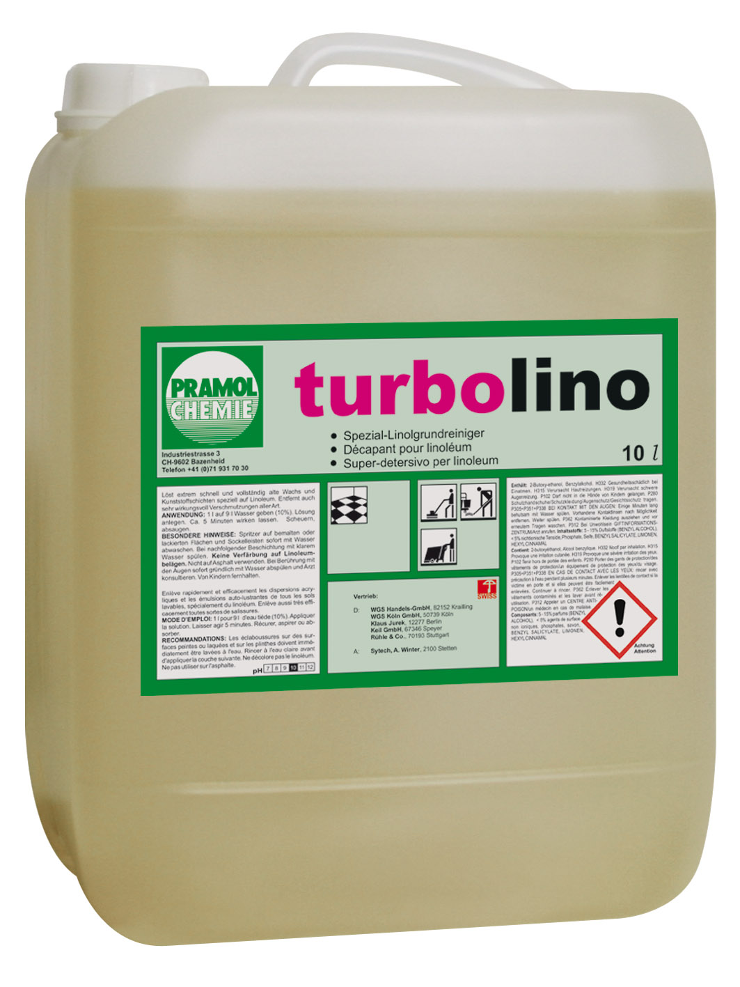 Pramol turbolino Grundreiniger, für Linoleumböden, 10 Liter