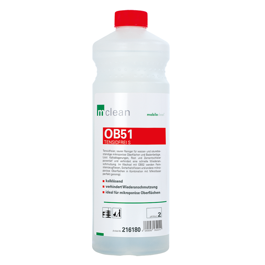 mclean OB51 Tensidfrei S, 1 Liter, 12 Flaschen/Karton, tensidfreier, saurer Kalklöser