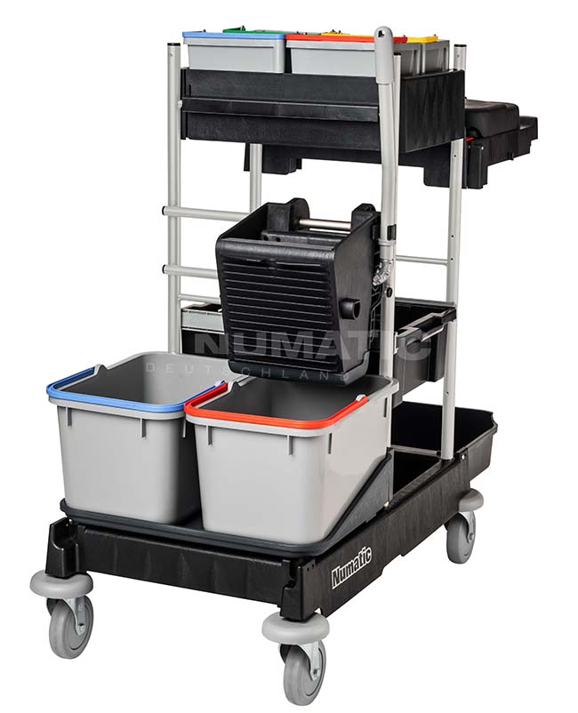 Numatic Reinigungswagen ProCar 7G, 4x5 L Oberflächeneimer, 2x70 L/1x120 L, graphit, 126 x 58 x 115,5 cm