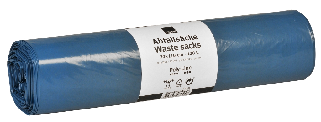 Poly-Line Abfallsack, 50my, LLDPE, 15 x 10 Stück, blau, 70x110cm/ 120 Liter