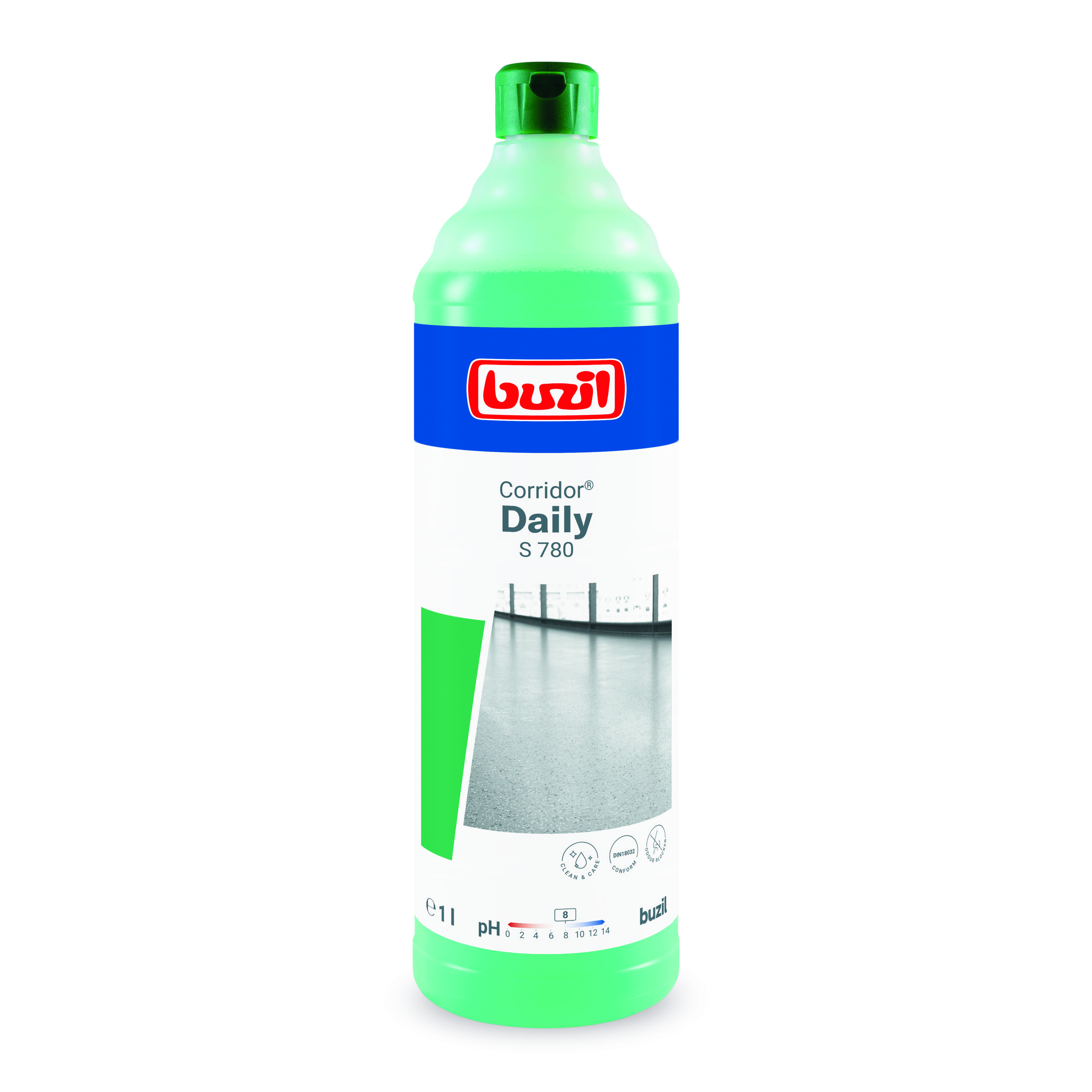 Buzil Corridor Daily S780, 1 Liter Flasche, Wischpflege auf Basis wasserlöslicher Polymere mit Geruchsblocker
