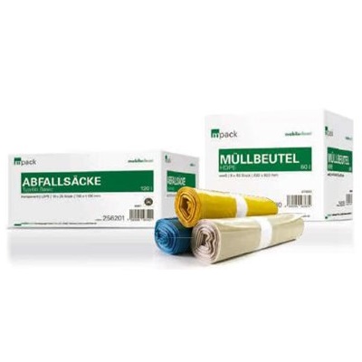 mpack Müllbeutel 50 x 60cm, 30L, weiß, LDPE, 12my, 40 Rollen x 50 Stück/Karton