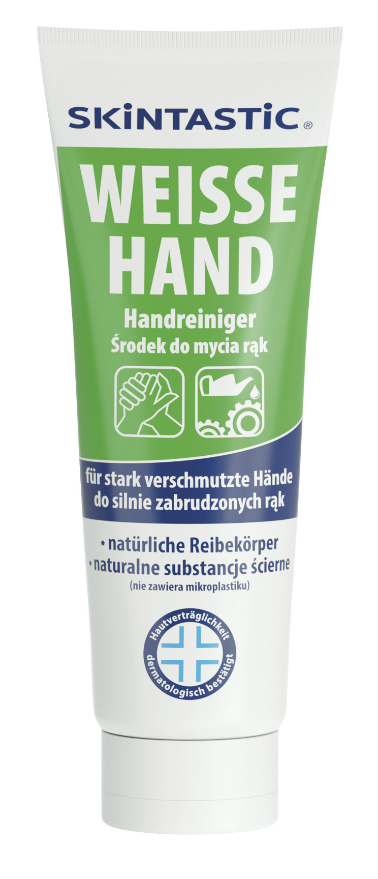Skintastic Weiße Hand Hautreinigungscreme, mit Reibekörpern, 1 Tube, 250 ml