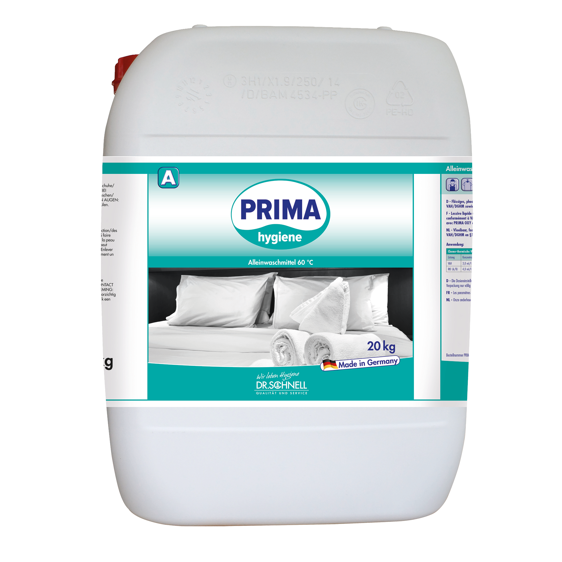 Dr. Schnell Prima Hygiene, Alleinwaschmittel für Weiß- und Buntwäsche, 20 kg Kanister