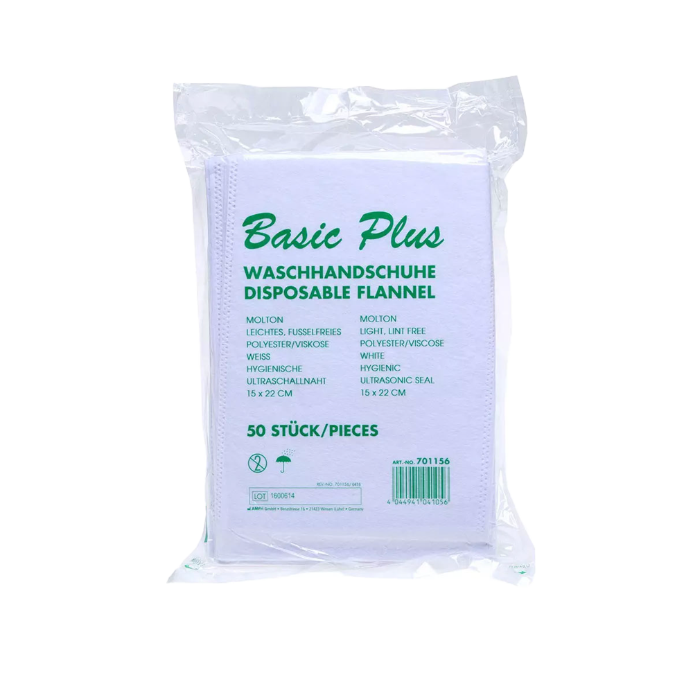 Einweg Waschhandschuh, weiß, Vlies, Eco-Plus, Molton, unsteril, 22 x 15 cm, 1000 Stück/Karton