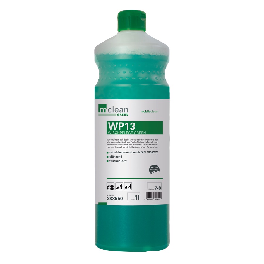 mclean green WP13 ökologische Wischpflege, 1 Liter, DIN 18032/2, 12 Flaschen/Karton