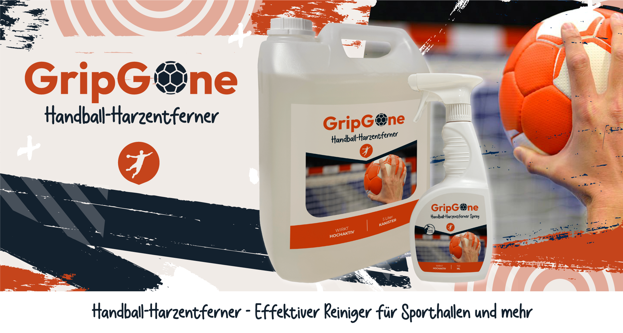 GripGone Handball-Harzentferner, 5 Liter Kanister, Effektiver Reiniger für Sporthallen und mehr