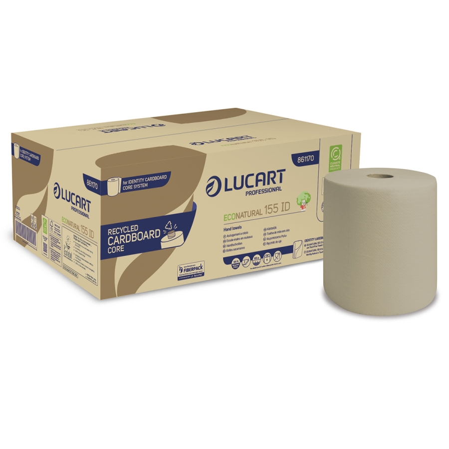 Lucart Prof. EcoNatural 155 ID, Handtuchrolle, Fiberpack, 2-lagig, braun, 155 m x 20,8 cm, unperforiert