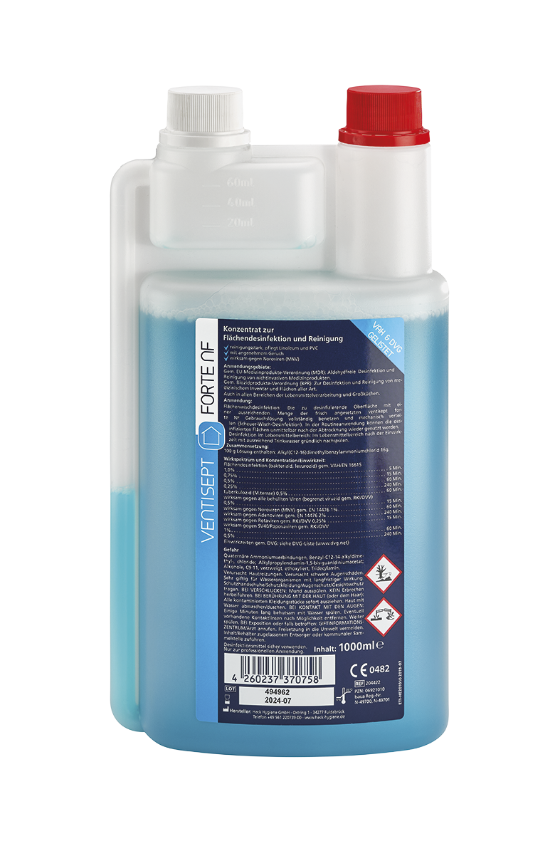 Ventisept forte NF Flächendesinfektion, 1 Dosierflasche, blau/grün, 1 Liter