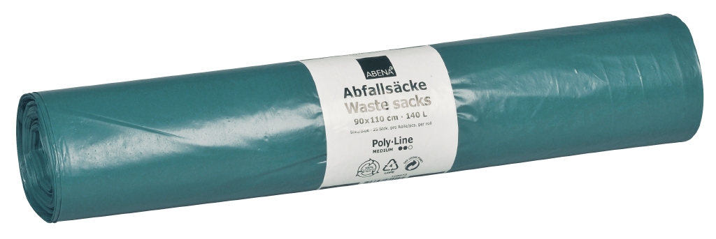 Poly-Line Abfallsack, 38my, LDPE, 10 x 25 Stück, blau, 90x110cm/ 140 Liter