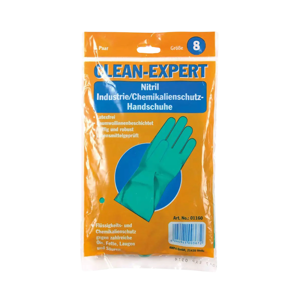 Clean-Expert – Nitril, grün, Gr. M (8-9), Chemikalienschutzhandschuh, 320 mm, 1 Paar
