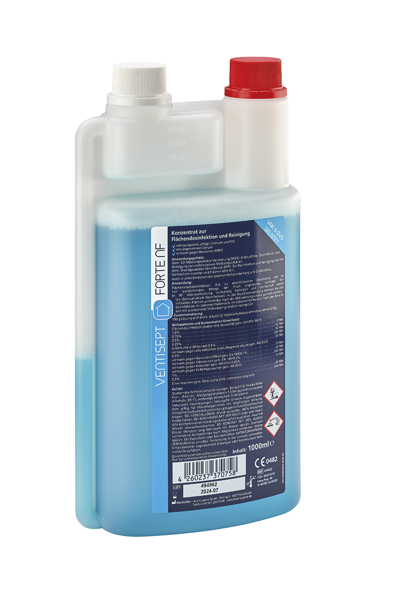 Ventisept forte NF Flächendesinfektion, 1 Dosierflasche, blau/grün, 1 Liter