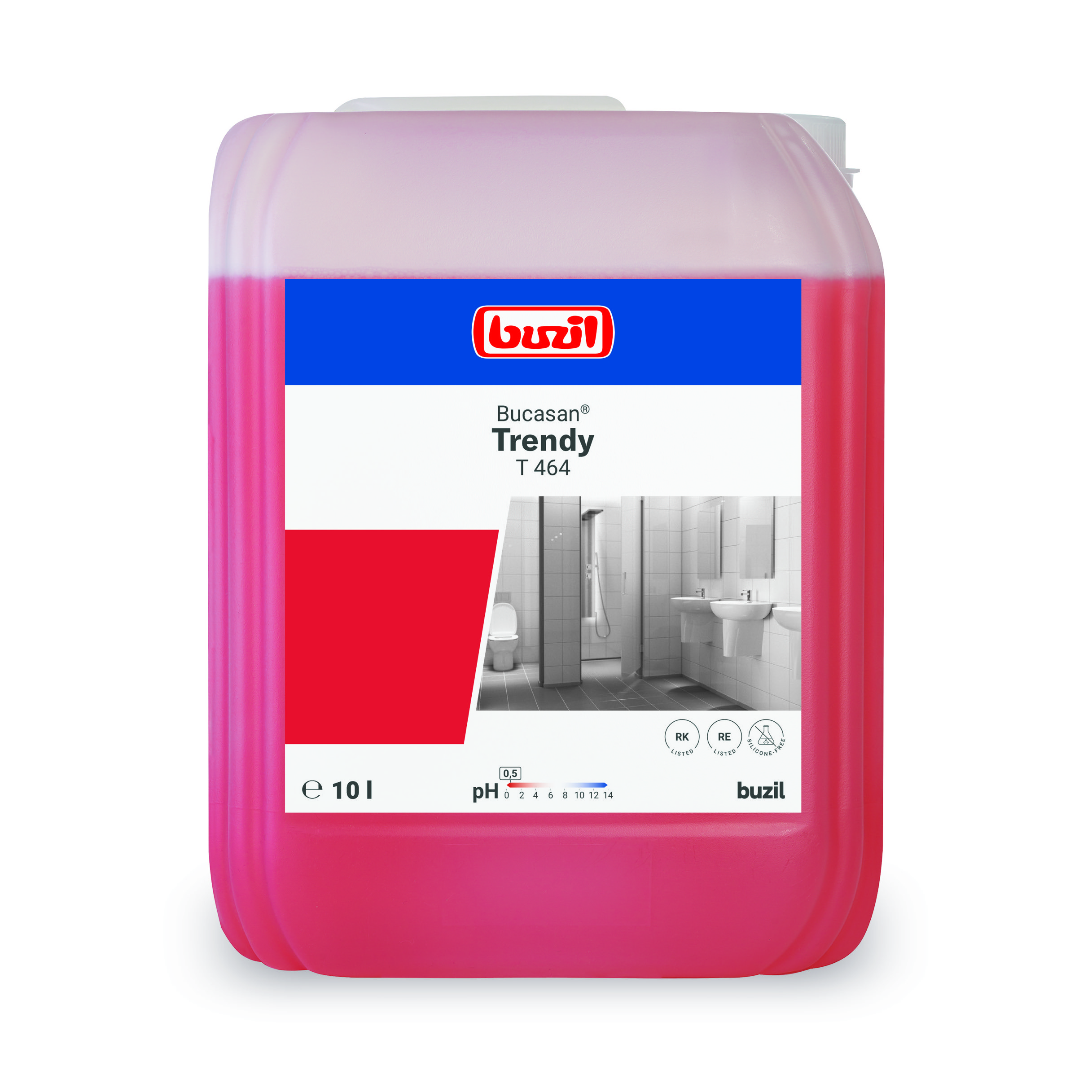 Buzil Bucasan Trendy T464, 10 Liter Kanister, Sanitärunterhaltsreiniger auf Amidosulfonsäurebasis, duftintensiv
