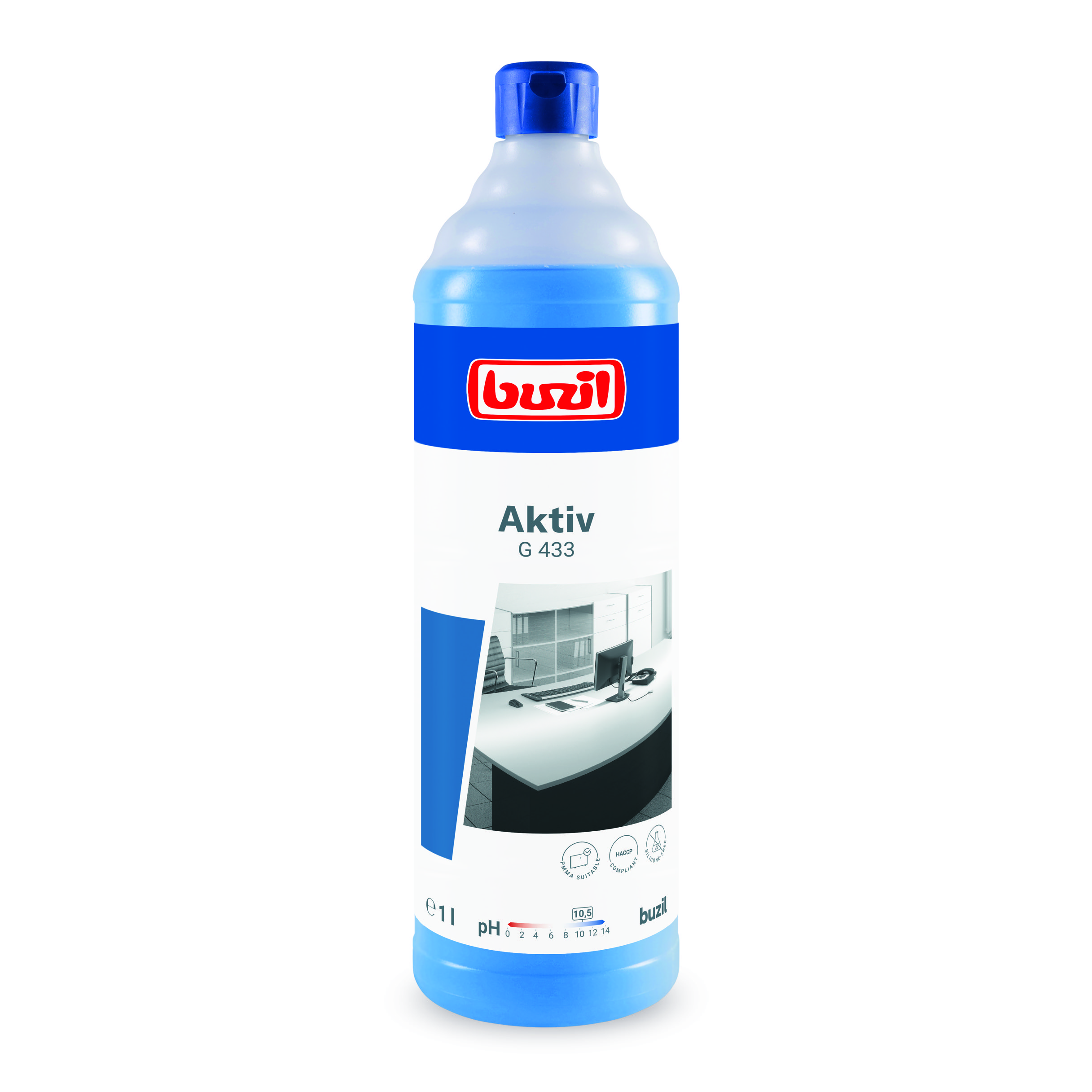 Buzil Aktiv G433, 1 Liter Flasche, Materialschonender Allzweckreiniger