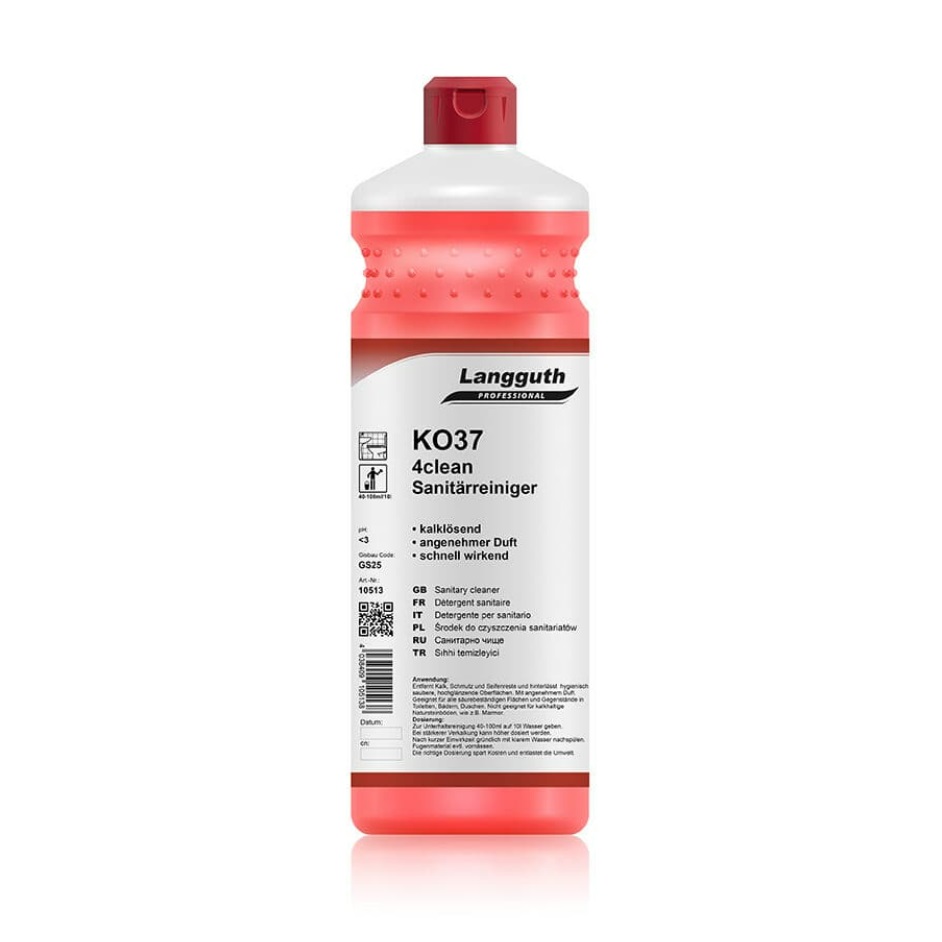 Langguth KO37 4clean Sanitärreiniger, 1 Liter, 12 Flaschen/Karton