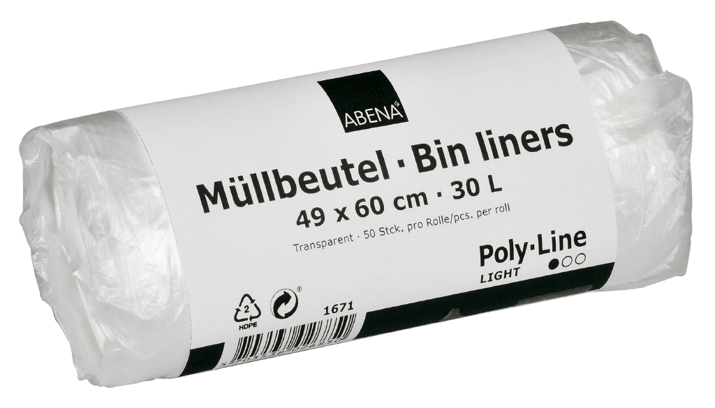 Poly-Line Müllbeutel, 4,5my, HDPE, 40 x 50 Stück, transparent, 49 x 60cm/ 30 Liter