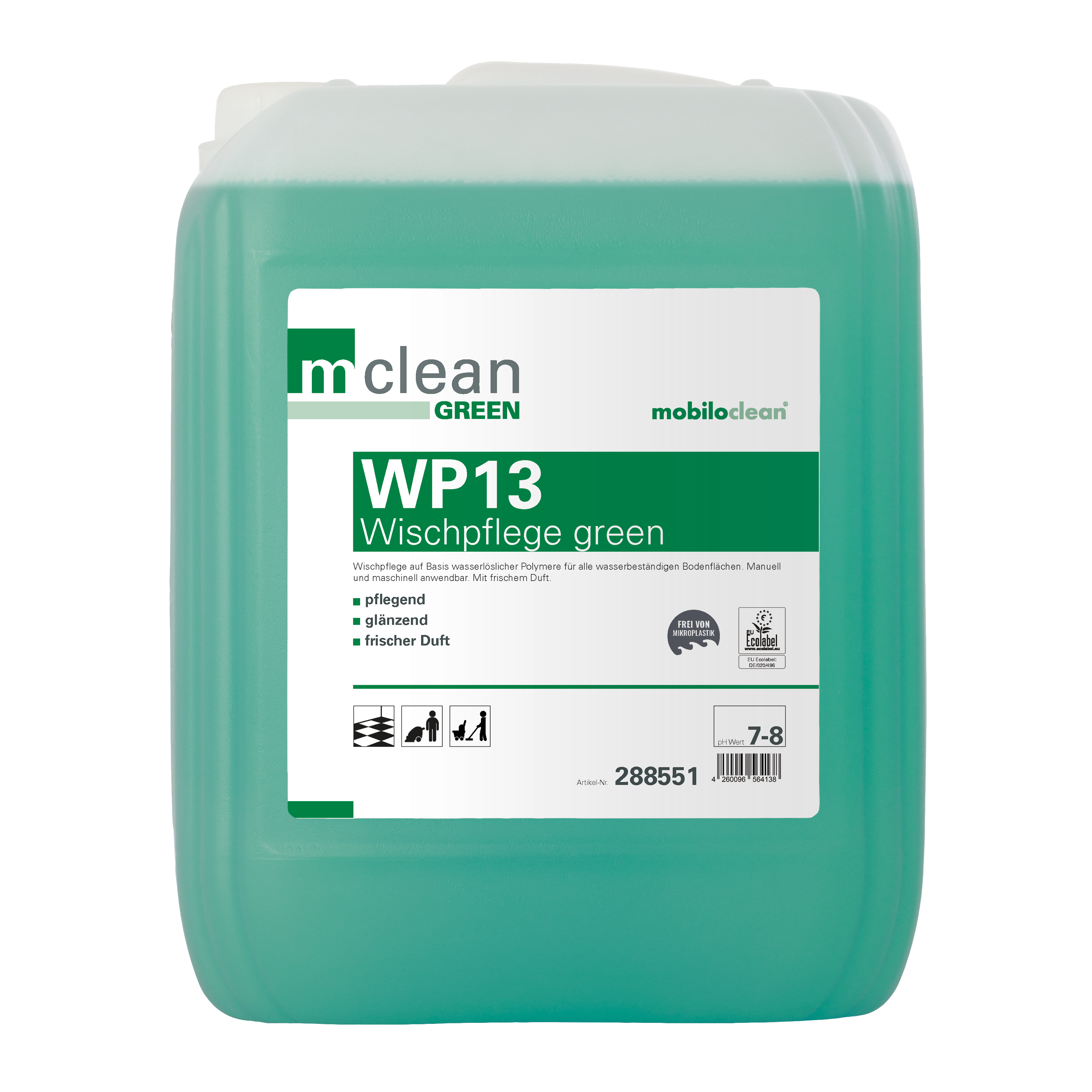 mclean green WP13 ökologische Wischpflege, DIN 18032/2, 10 Liter Kanister