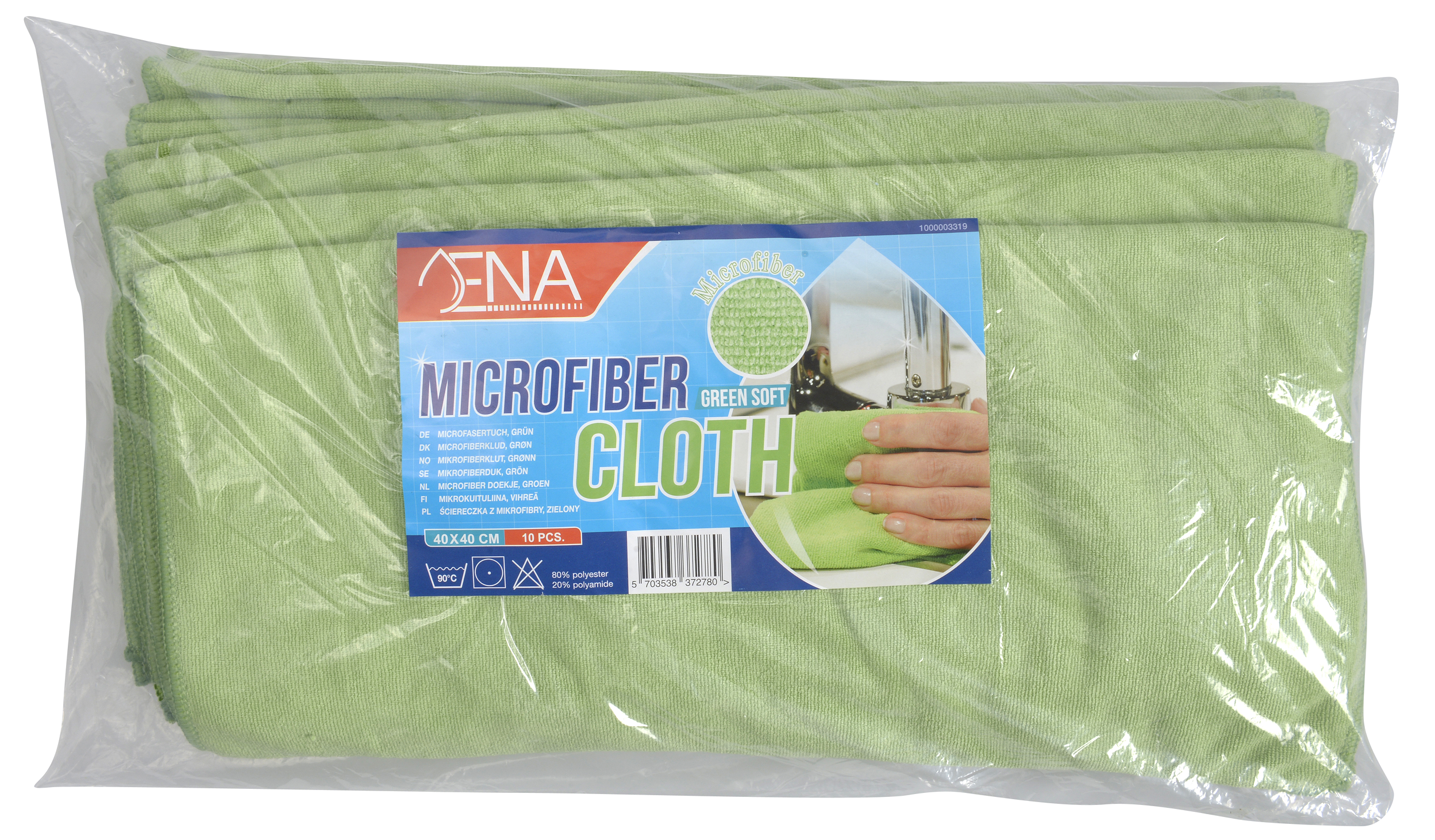 Microfasertuch Premium, ENA Soft, grün, 40 x 40 cm, 375 g/m², 10 Stück/Packung